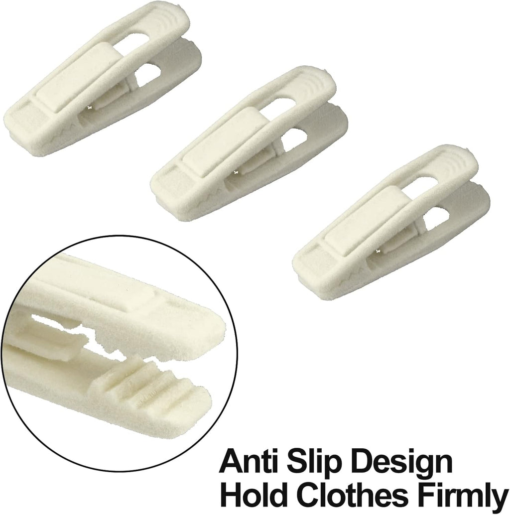 Velvet Hangers Clips, 20 Pack Ivory Pants Hanger Velvet Clips