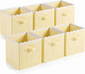 Yalikop 6 Pcs Yellow Scalloped Cube Storage Bins 11 Inch Fabric Basket