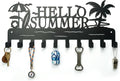 Metal Key Holder Wall Mount, Coastal Beach Key Rack Hooks, Hello Summer