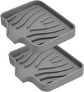 2 Pack Silicone Soap Dish with Drain, Self Draining Bar Soap Holder for Shower, Silicone Dish Soap Tray, Bathroom and Kitchen Sink Organizer, Grey
