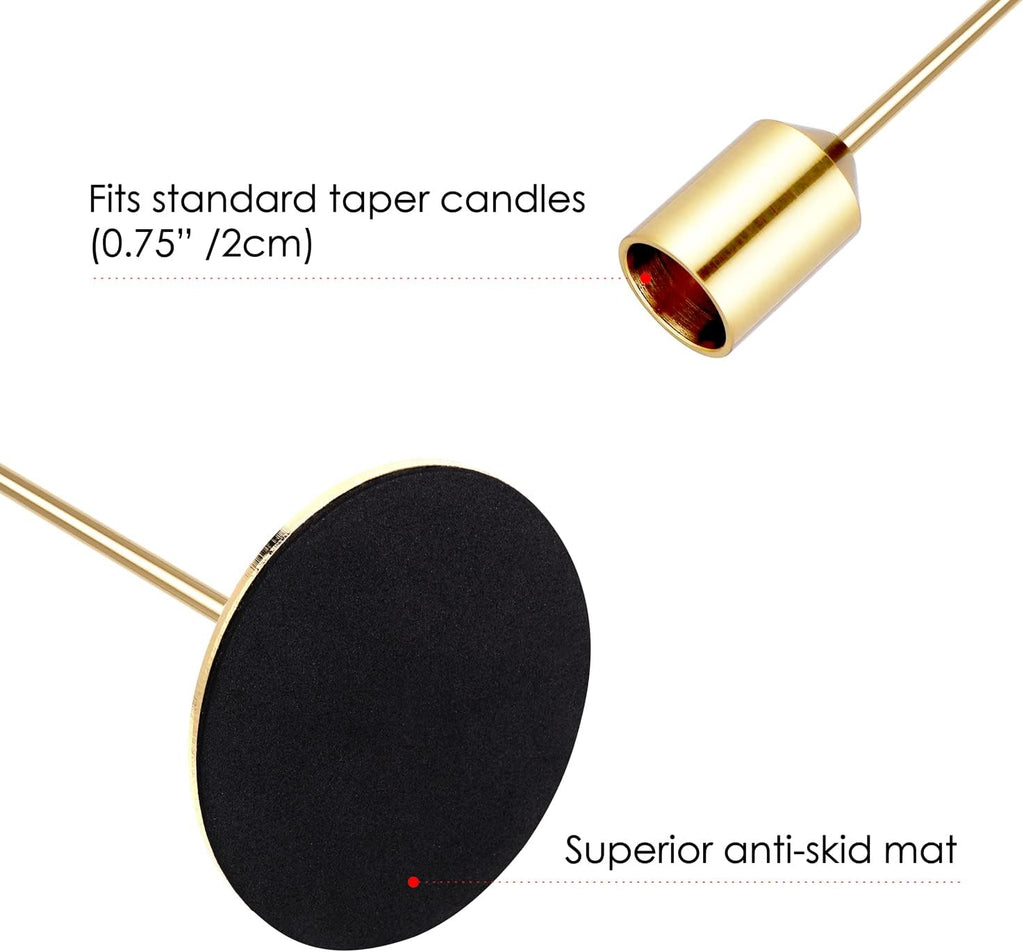 Gold Metal Taper Candle Holders Set of 6, Wedding Dining Table Decor