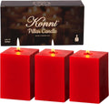 KONNI Pillar Candles Set of 3,2.8"X 4" Red Unscented Pillar