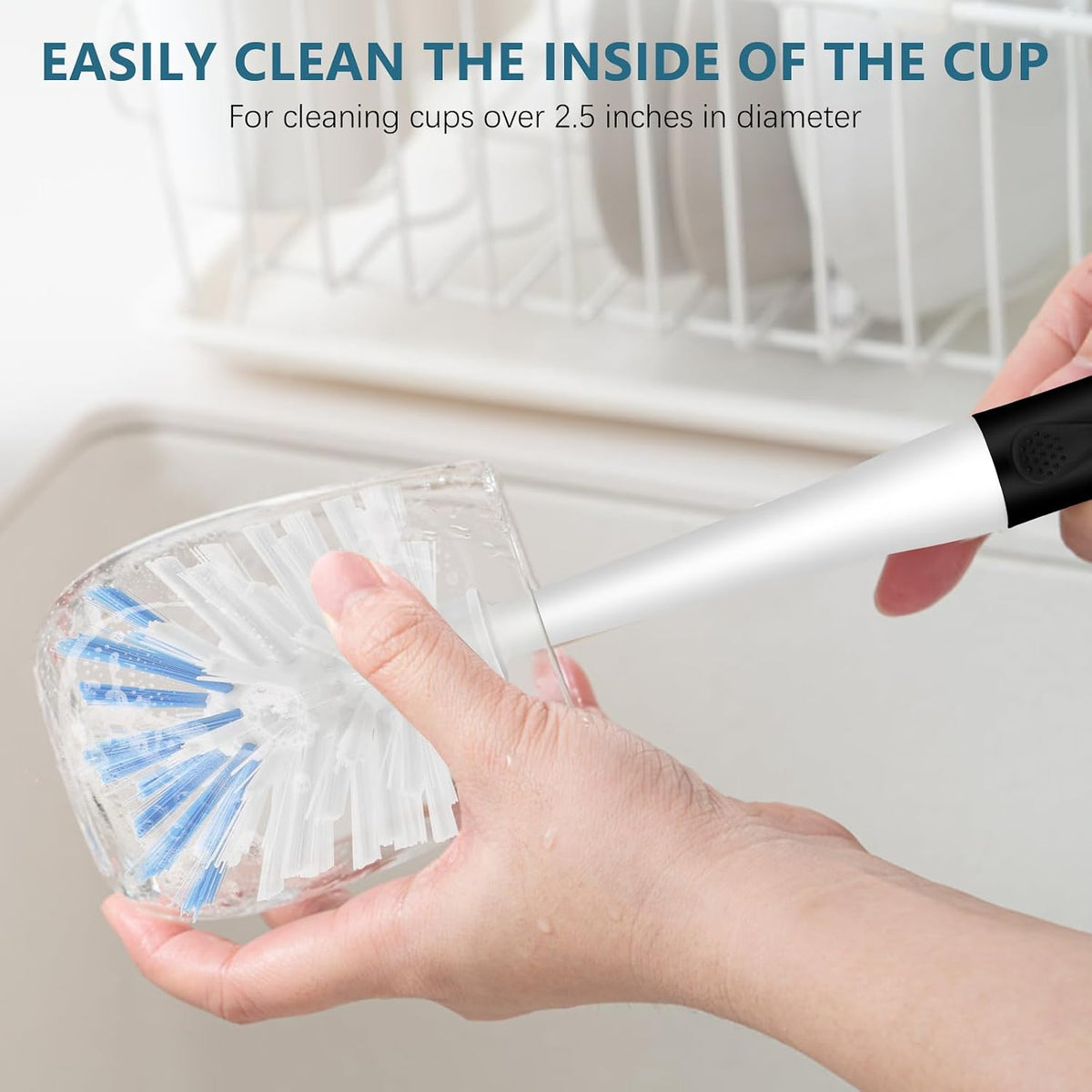 SetSail 3 Pack Dish Brush Set, Long Handle Kitchen Scrub Brush(Black Blue)