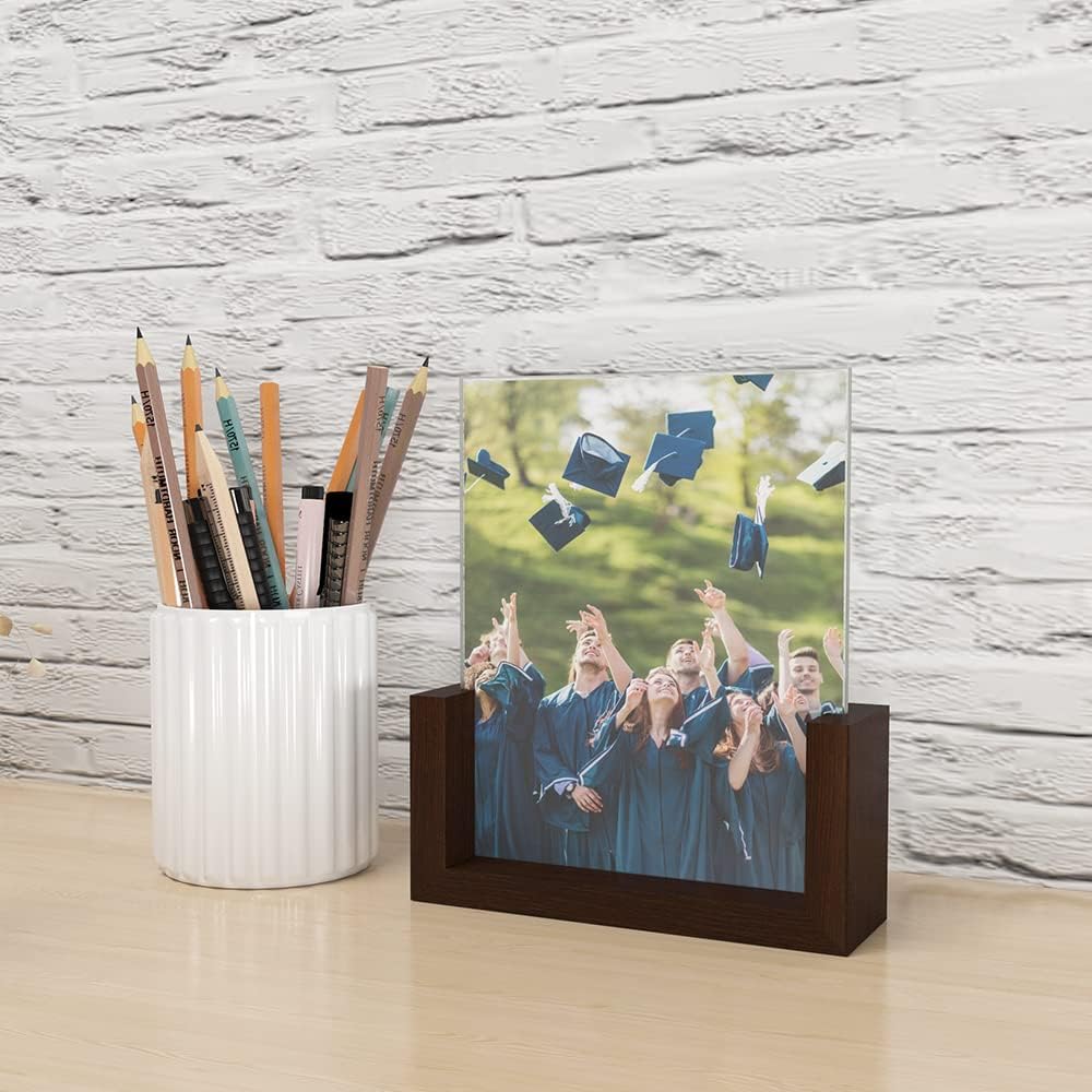 RLAVBL 5x7 Picture Frame Set of 2, Rustic Glass Photo Frames with Base for Tabletop Display