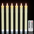 Ivory Dripping Flameless Taper Candles with Remote and Timer 6Pack