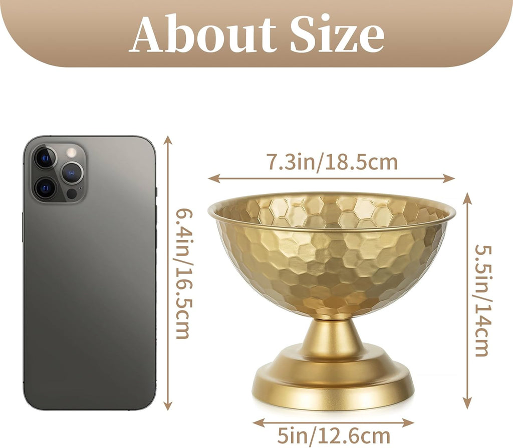 Sziqiqi Gold Urn Vase Wedding Centrepiece, Honeycomb Compote Vases, 2Pcs