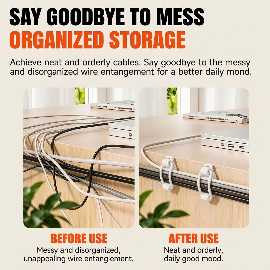 Upgraded 10 Pack Cable Clips Management,Adhesive Wire Organizers for Cords