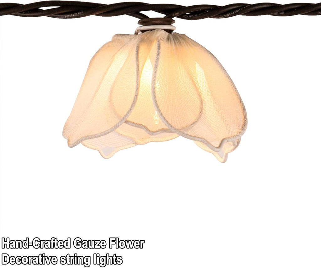 TWINKVILLA Decorative String Lights Plug in with 10 Bulbs, Flower Garland Fairy Lights Connectable Weatherproof Outdoor Indoor for Wedding Garden Pergola Bedroom Porch Floral Home Decor (White)