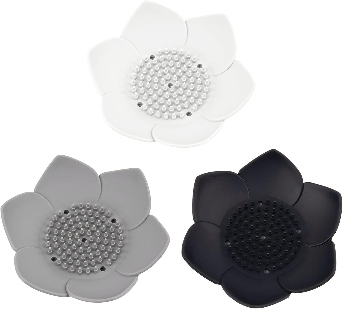 AUEAR, 3 Pack Silicone Lotus Soap Holder Flower Dish for Shower Bathroom Kitchen