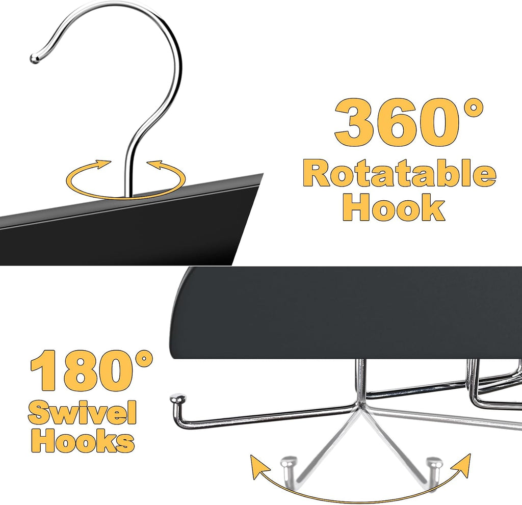Resovo Tank Top Hanger with Premium Wood, 24 Large Capacity, Space Saving,360 Degree Rotating, Foldable Metal Hooks, Tank Tops