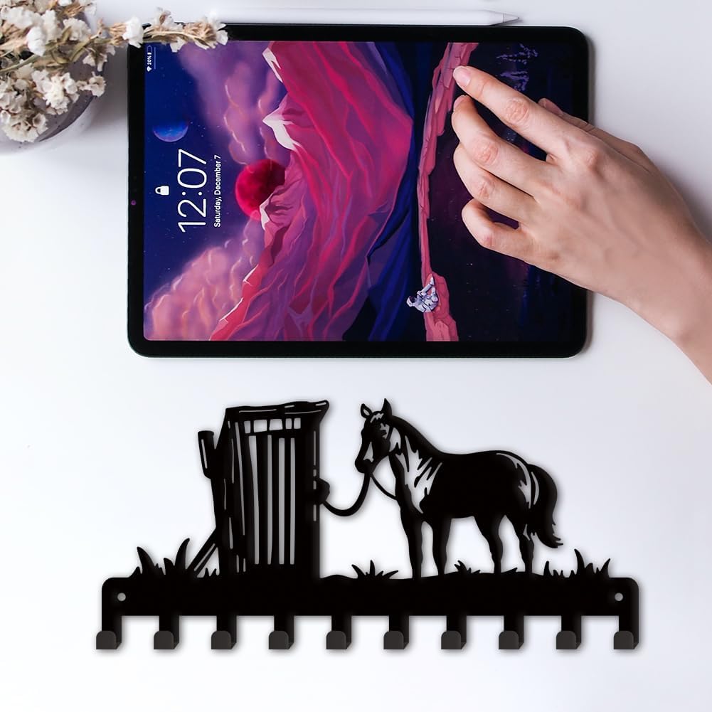 SUPERDANT Horse Key Hooks Animal Metal Key Holder Rack with 10-Hooks Key Hanger Coat Hooks Decor Key Hanging Home Storage Hooks for Dog Leash Entryway Hallway Kitchen Bathroom Toilet