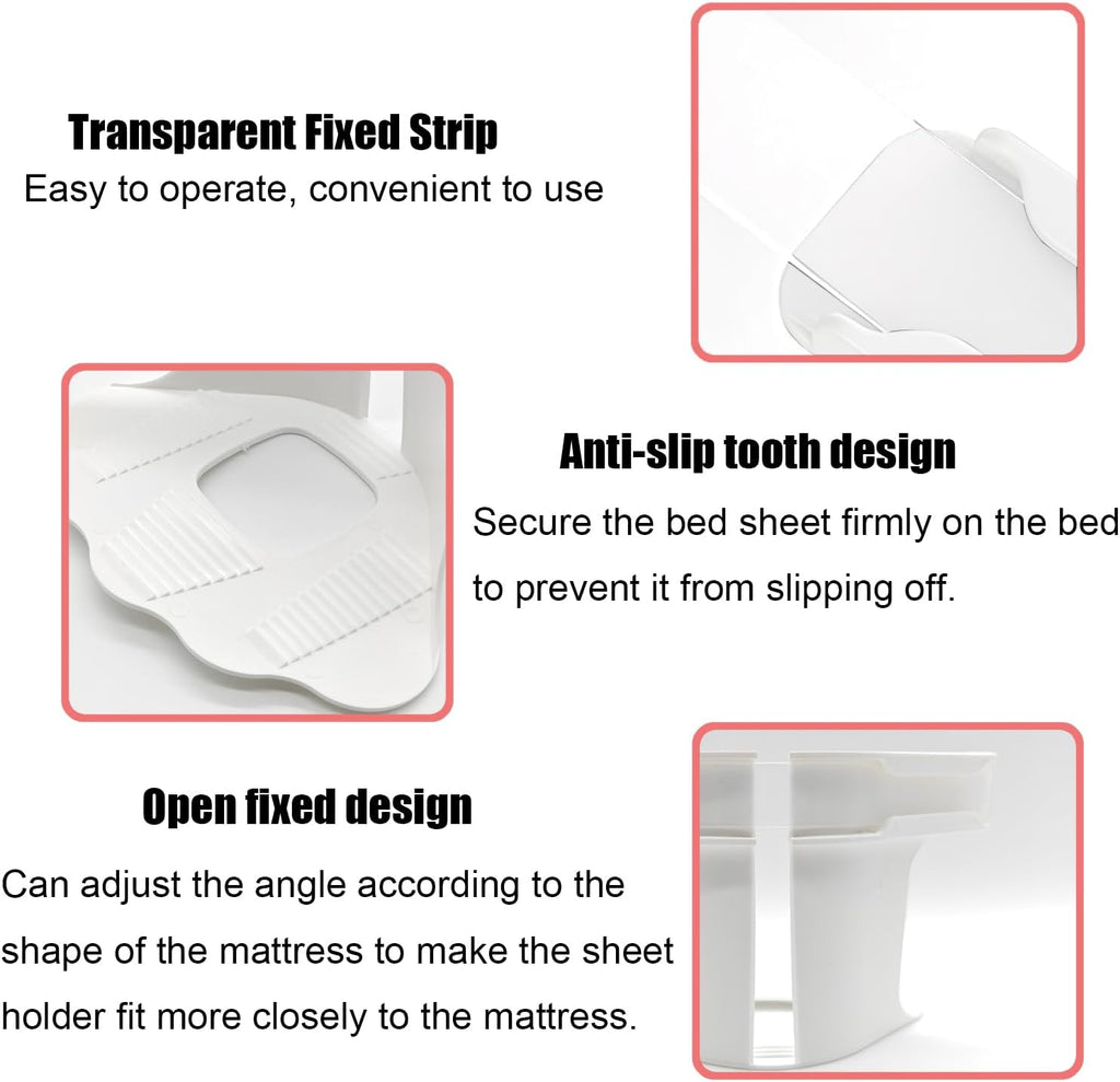 Sheet Holders 4PCS,No Damage Mattress,Keep Sheets Firm and Tight,Non-Slip Design with Lock Strips,Easy Installation,Fits All Mattress Sheets