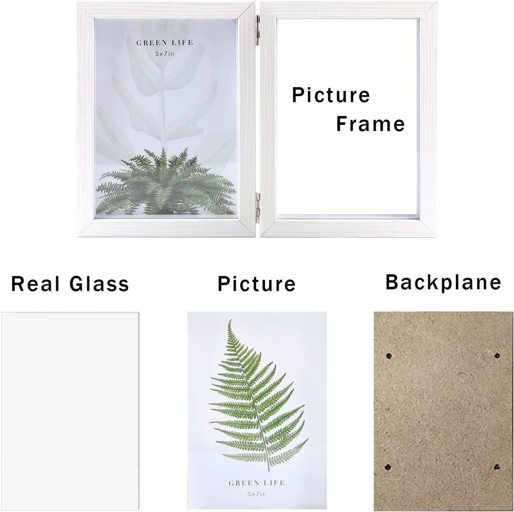 AVEAX Double 5x7 Picture Frame White Wood Photo Frame Shadow Box Frame