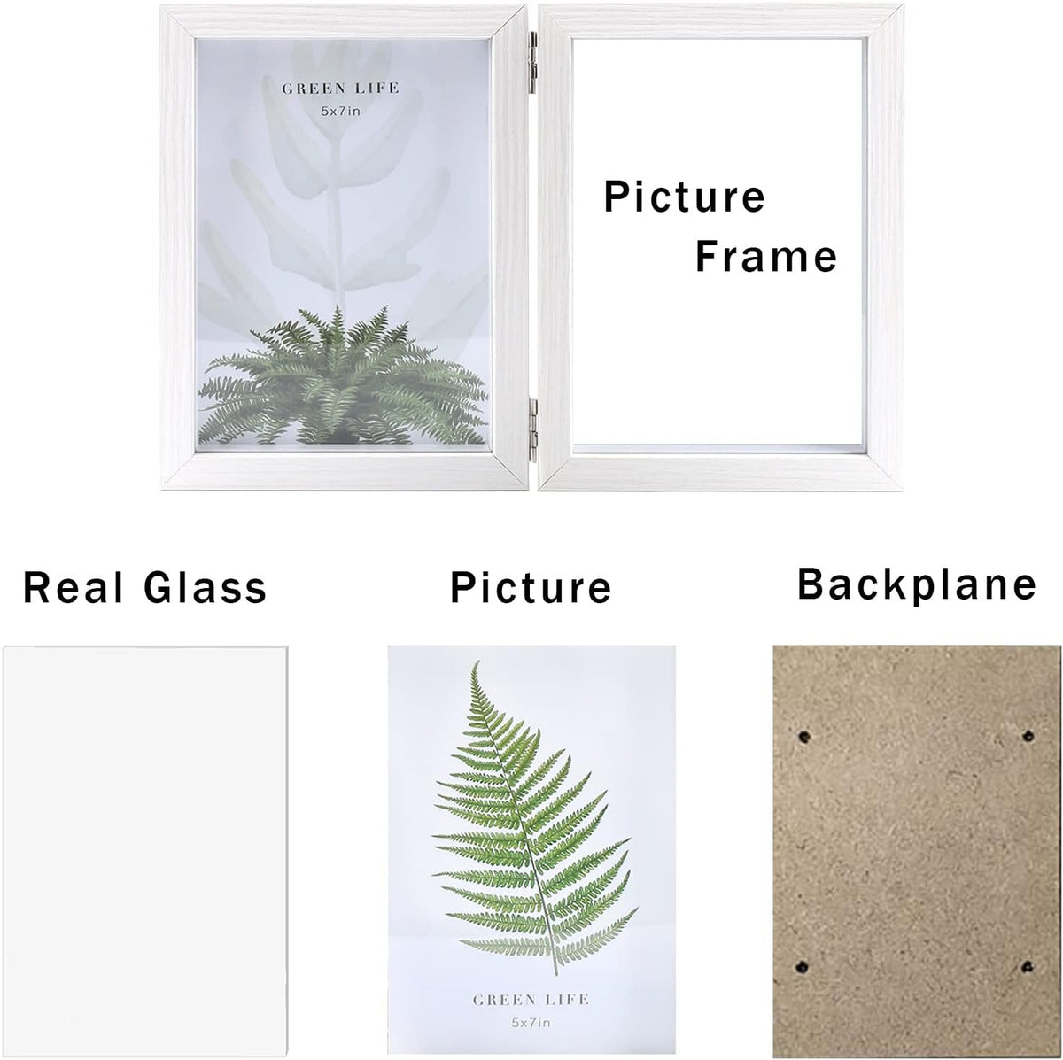 AVEAX Double 5x7 Picture Frame White Wood Photo Frame Shadow Box Frame