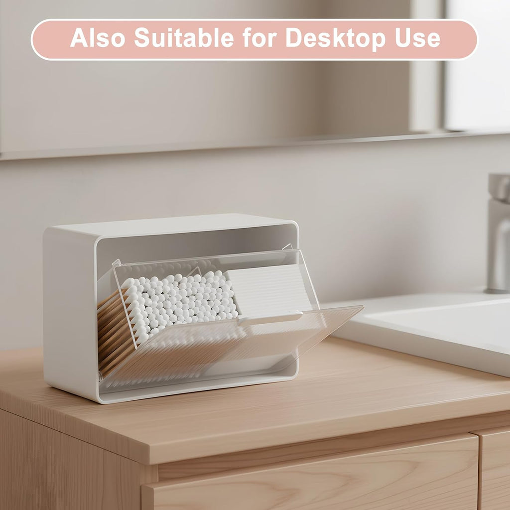 Bathroom Qtip Holder Dispenser, No Drilling Wall Mount Cotton Swabs Holder