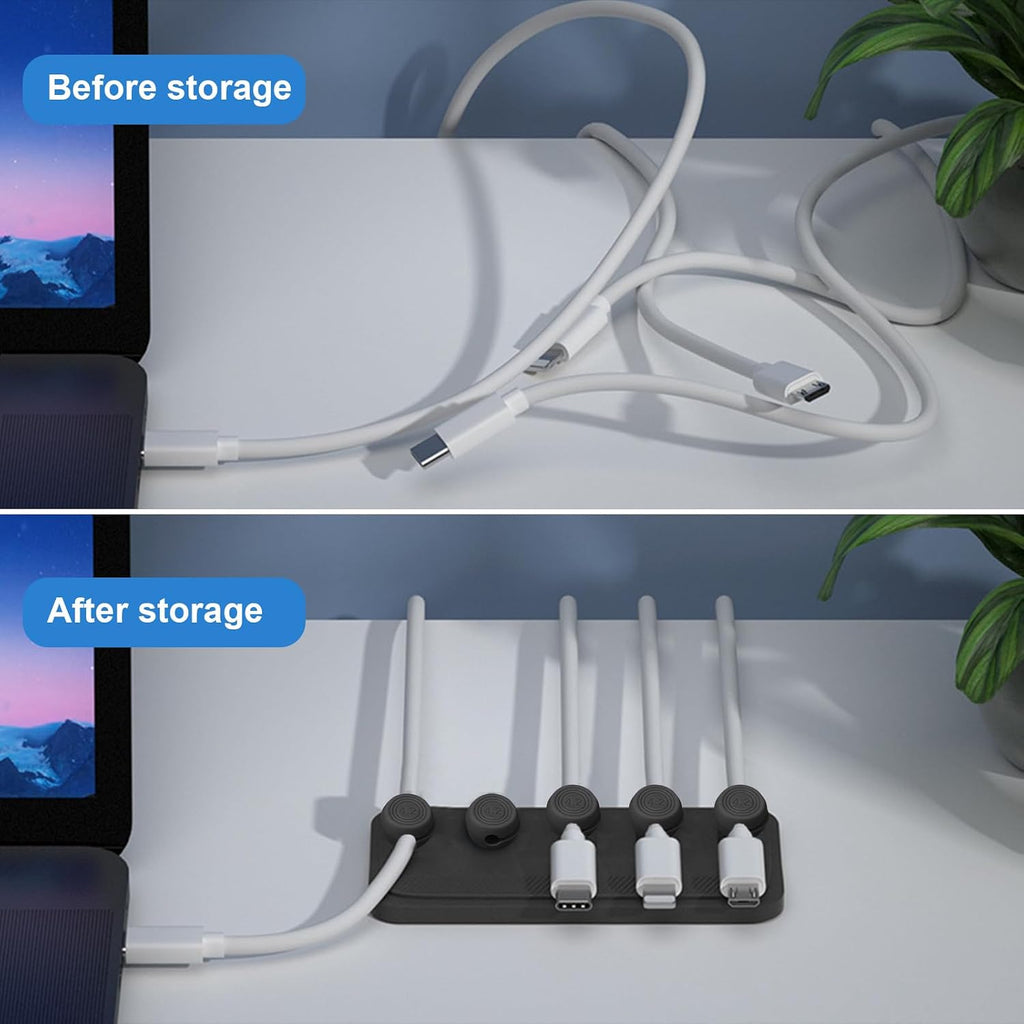 Wanheart Magnetic Cable Organizer for Desk, Adhesive Base & 4 Cable Clips