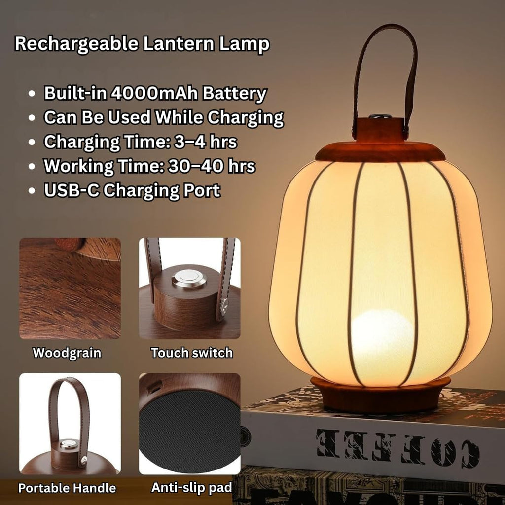 Cordless Rechargeable Lantern Table Lamp Indoor Outdoor Dimmable Touch LED