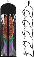 5 Pcs Wig Hangers Rack for Multiple Wigs, Dust-proof Storage Bag, Black