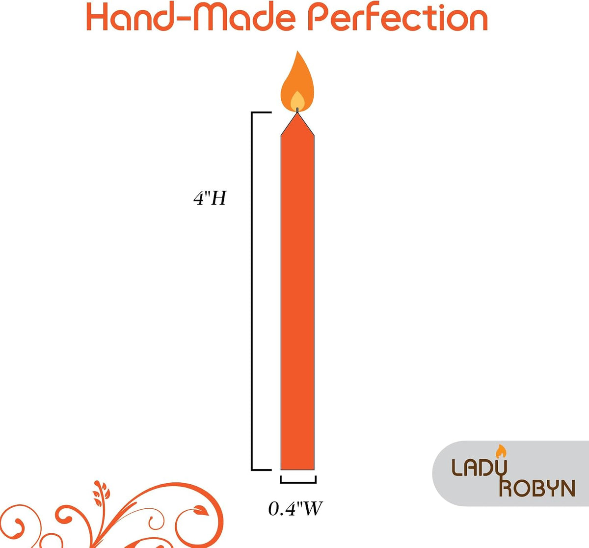 Set of 20 Solid Color Taper Candles – 4-Inch Dripless Paraffin Wax Candles with Cotton Wick – Ideal for Weddings, Shabbat, Holiday & Home Decor, Gift Set (Orange)