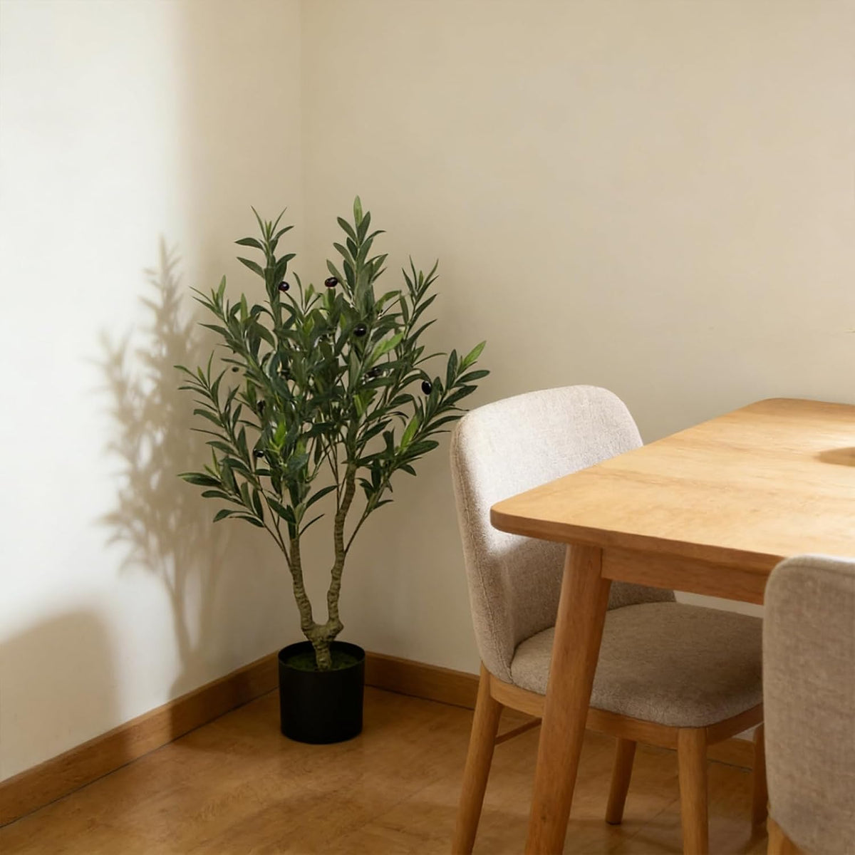 Artificial Olive Tree in Pot, 36" Indoor Fake Olive Potted Plants Faux Greenery Lifelike Tree Plant with Fruits for Livingroom Bedroom Kitchen Office Home Decor (C)