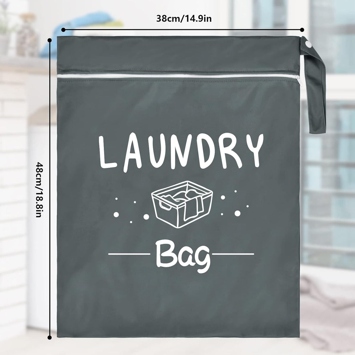 2 Pcs Large Travel Laundry Bags - Waterproof Wet/Dry, Washable, Drawstring, Bathing Suit, Workout, Gym Clothes, Swimming, Yoga - Green, Grey