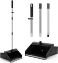 Didaey 1 Pcs Commercial Dustpan with Comb 38” Long Handle Upright Heavy Duty Dust Pan Outdoor Indoor for Courtyards Garages Lobby Mall Market Market Floors Office Pet Hair Rubbish Cleaning (Black)