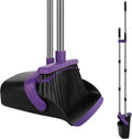 Broom and Dustpan Set with Long Handle, 55" Broom, Pet Hair Rubber Lip Upright Dustpan with Built-in Comb, Standing Dust Pan Set for Home Kitchen Office Indoor Outdoor