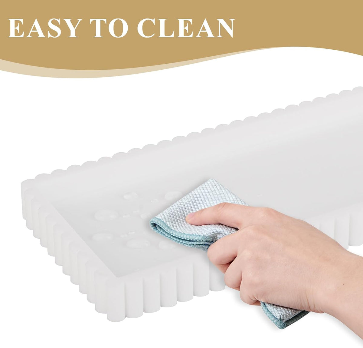 Silicone Bathroom Tray Small Vanity Tray Kitchen Counter Decor, White