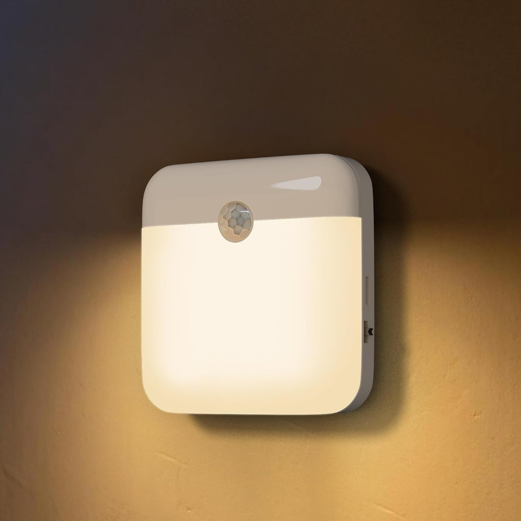 LED Sensor Night Light 2-Pack with Dusk Sensor and Motion Sensor, Rechargeable, Battery-Powered, Warm White, for Bedroom, Stairway, Closet