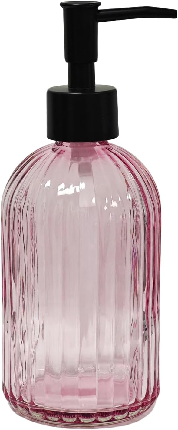 YYTSGG Black Pump Glass Soap Dispenser, 13.5oz Stripe