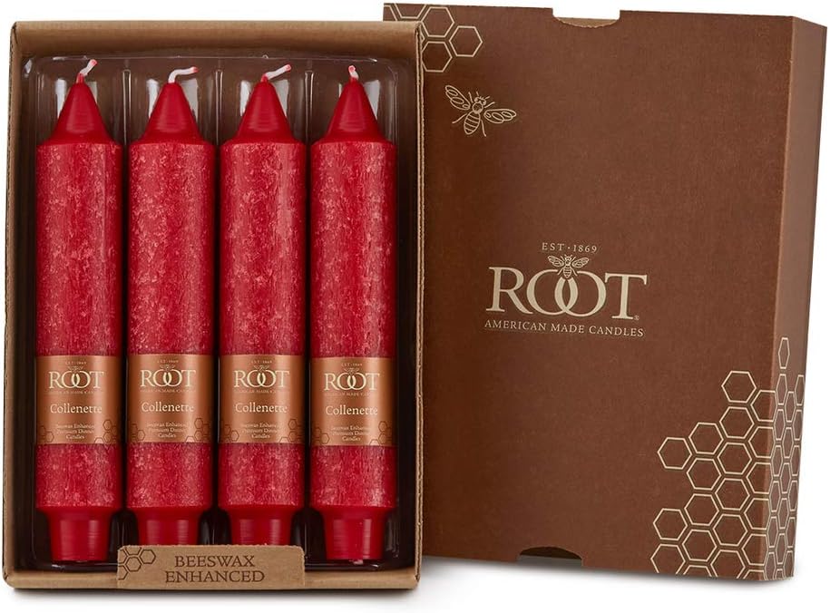 Root 4-Count Unscented Timberline Collenette Candles, 7-Inch, Red
