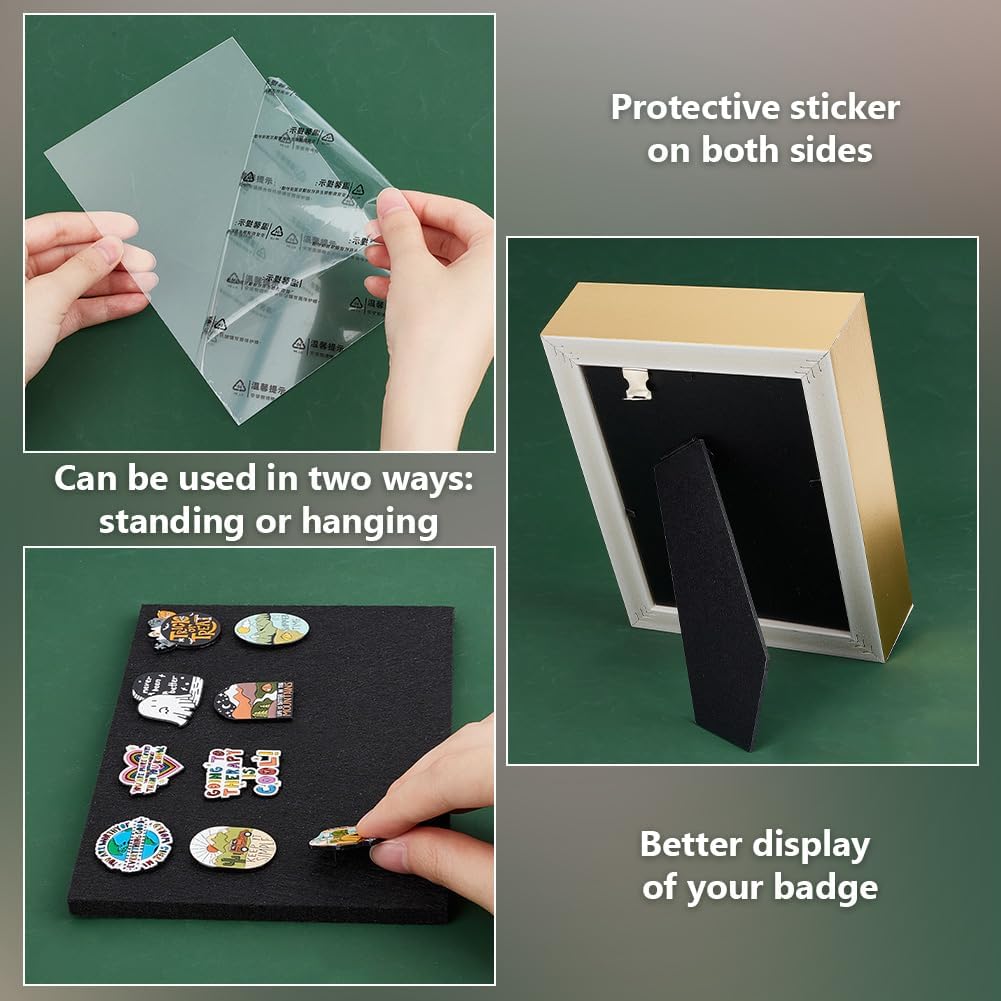 OLYCRAFT Gold Pin Display Shadow Box 6.7x2x8.7 Inch Pin Collection Display Frame with Clear Window Medal Display Shadow Box Enamel Pin Display Frame for Military Medals Jewelry Pin Collectibles