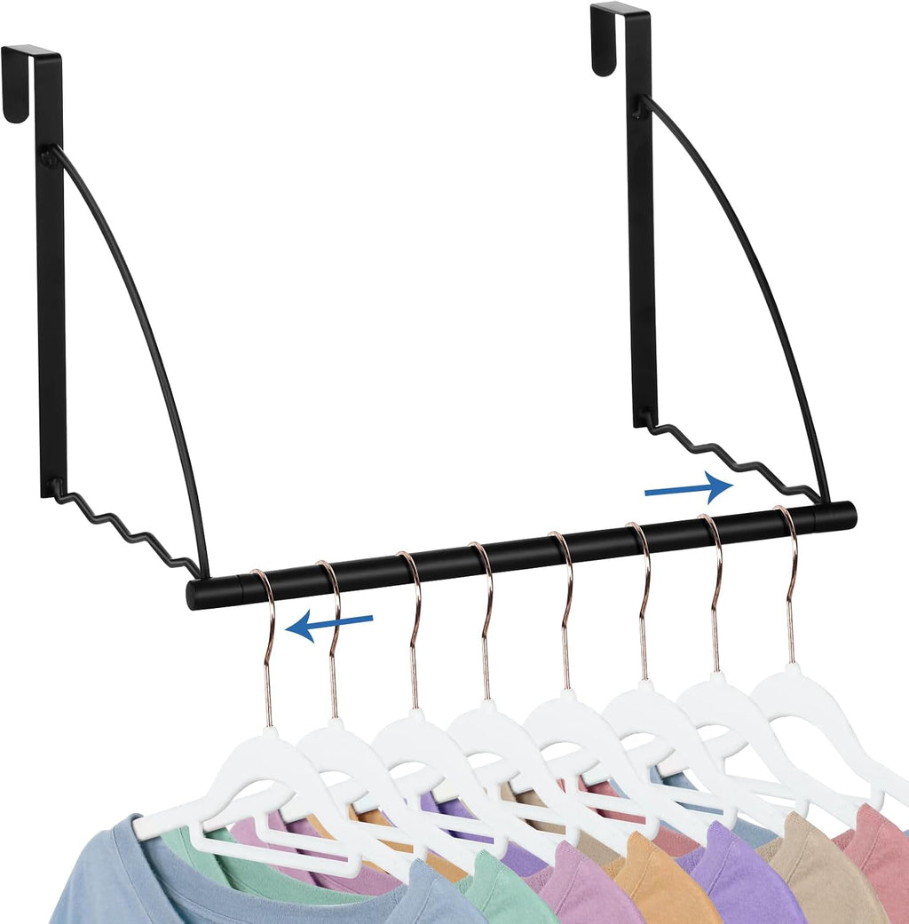 Menkxi Over the Door Hooks Adjustable for Hanging Towels Coats, Black