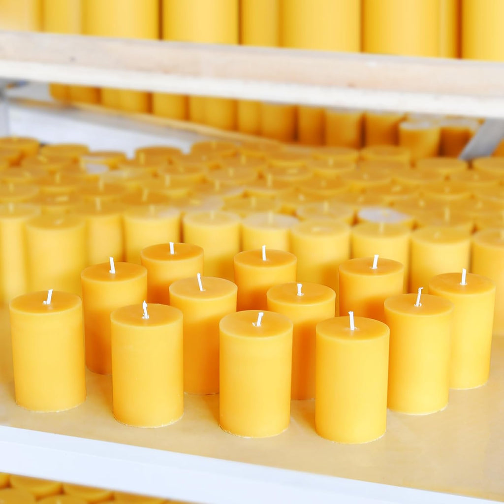 DEYBBY Pure Beeswax Pillar Candles, 2x3 Inch, 12 Pack Bulk, 30 Hr Burn Time