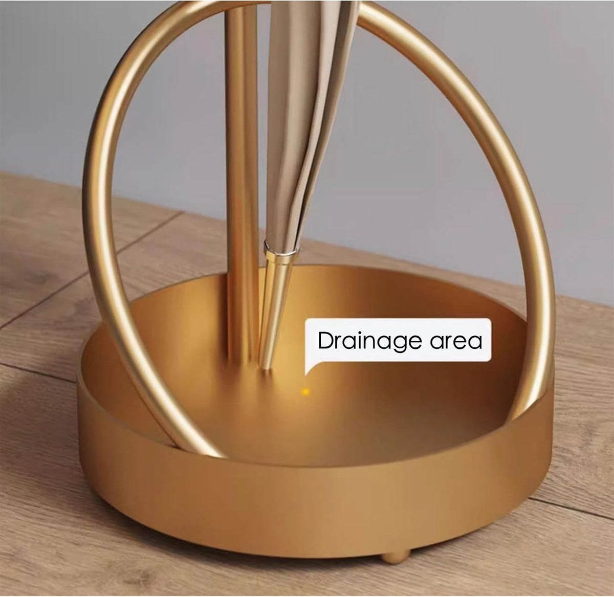 Metal Umbrella Stand At The Entrance, Freestanding Circular Umbrella Holder With Space For Canes And Walking Sticks. Ideal for Hotels, Entryways, Offices, and Hallways，25X10inches (gold)