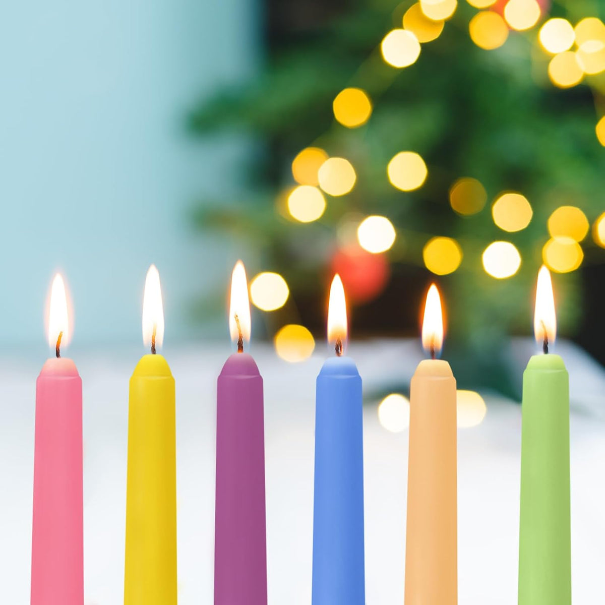 10 Inch Multi-Color Taper Candles for Religious and Spiritual Settings, 12 Pack Unscented Candlesticks in 6 Colors for Holiday, Seasonal Celebration and Home Decoration