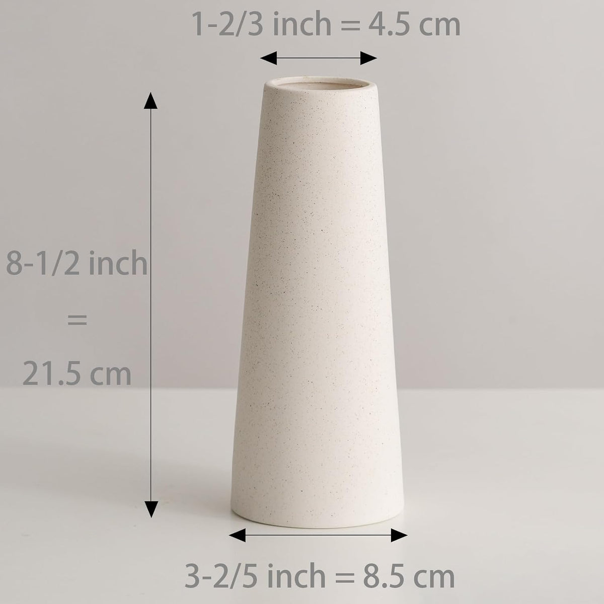 White Ceramic Vase, 8.5 Inch Flowers Vase for Pampas Grass, Rustic Table Vase for Centerpieces, Simple Modern Vase for Home Office Decor - Creamy White (Pack of 3)