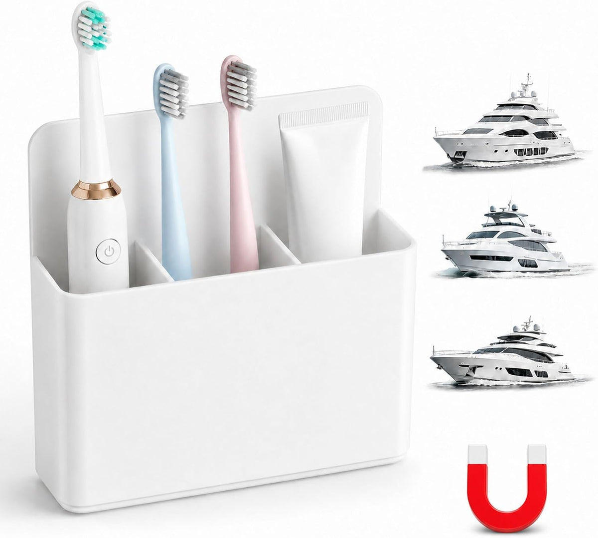 Magnetic Toothbrush Holder for Cruise Essentials 2026, Magnet Wall Mounted Organizer for Small Spaces Cruise Cabins Bathroom，Alaska/Caribbean Cruise Ship Travel Must Haves