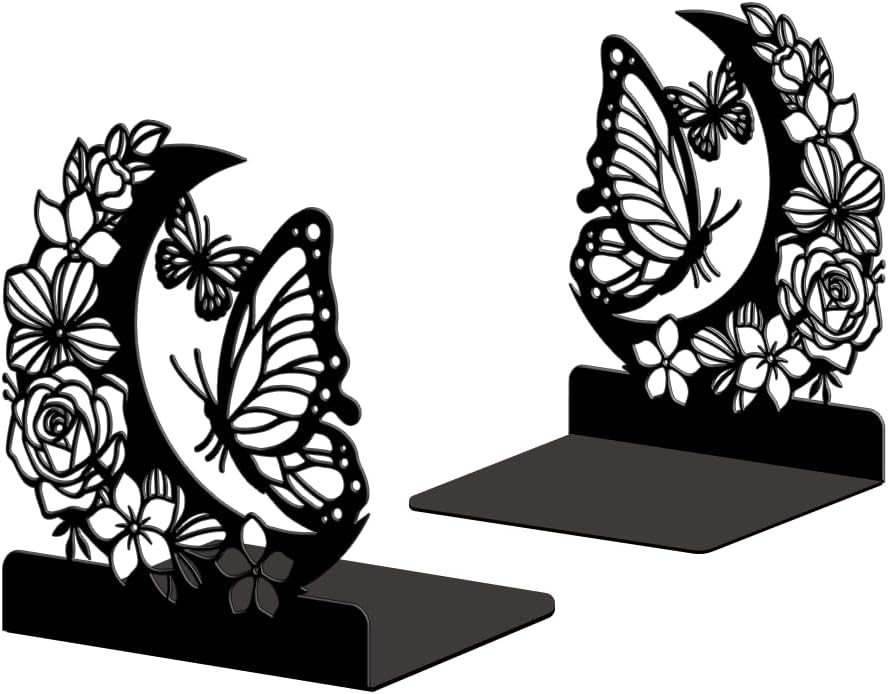 Peacoblue 4.7"x3.5"x5.5" Metal Bookends, Heavy Duty Book Ends for Shelves
