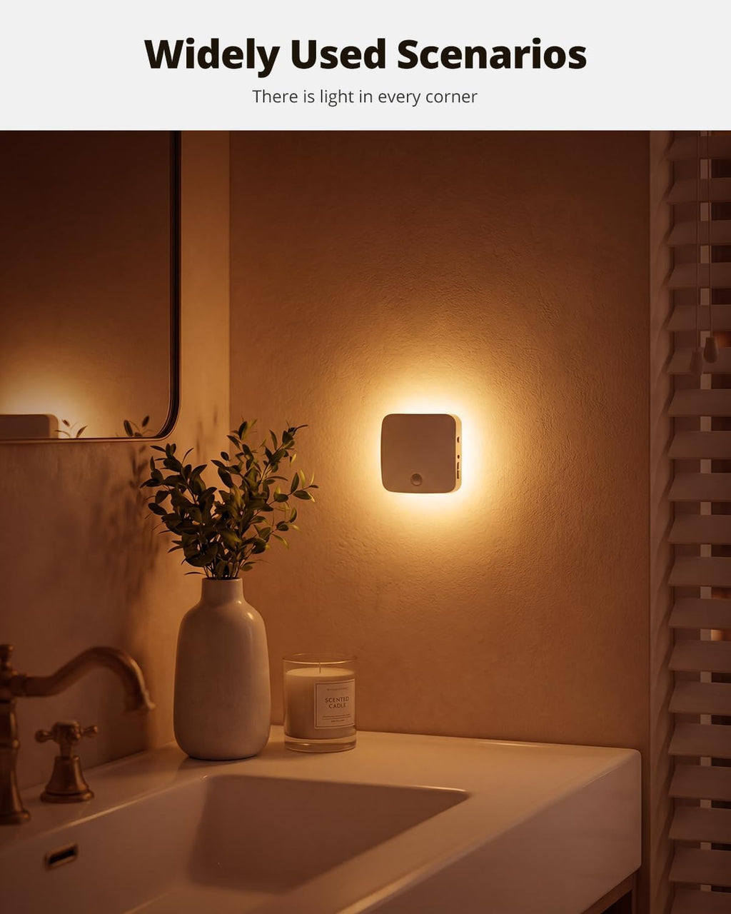 Rechargeable Night Light Backlit, Amber Motion Sensor Light Indoor, 4 Pack