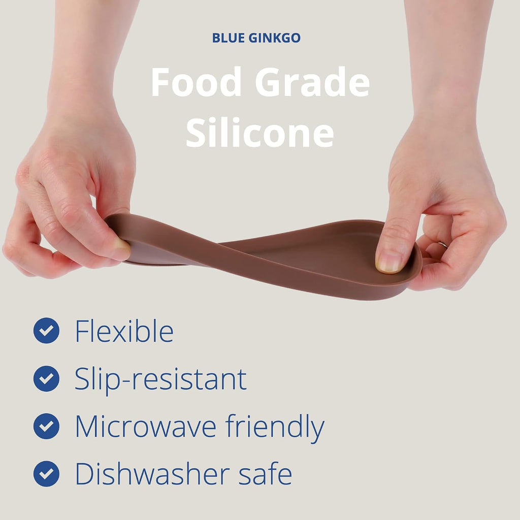 Blue Ginkgo Mini Silicone Trays – Set of 6 Easy-Clean Organizers for Bathroom, Kitchen, Desk, Vanity, and Cosmetics (Brown, Tan, Ivory)