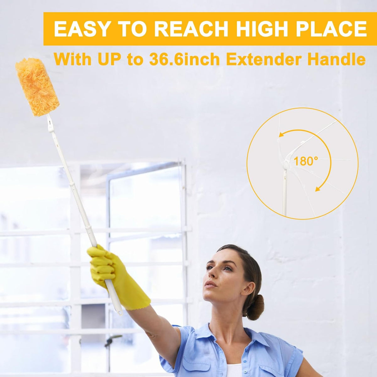 360° Heavy Duty Duster Refill Kit, 1Extended Handle 1Short Handle 30Refills