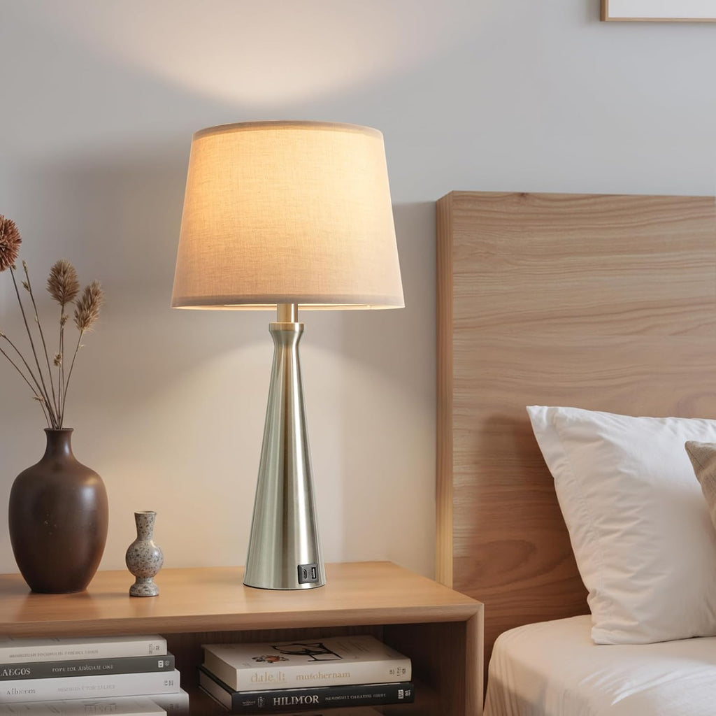 Seealle Touch Table Lamps for Living Room Set of 2（Grey Shade）