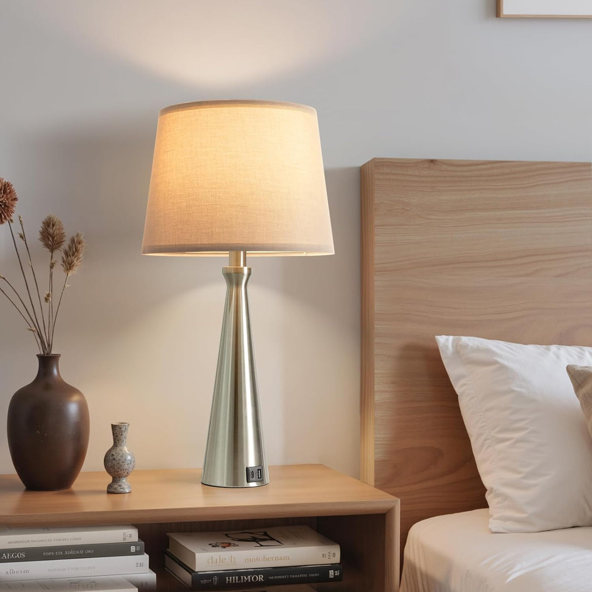 Seealle Touch Table Lamps for Living Room Set of 2（Grey Shade）