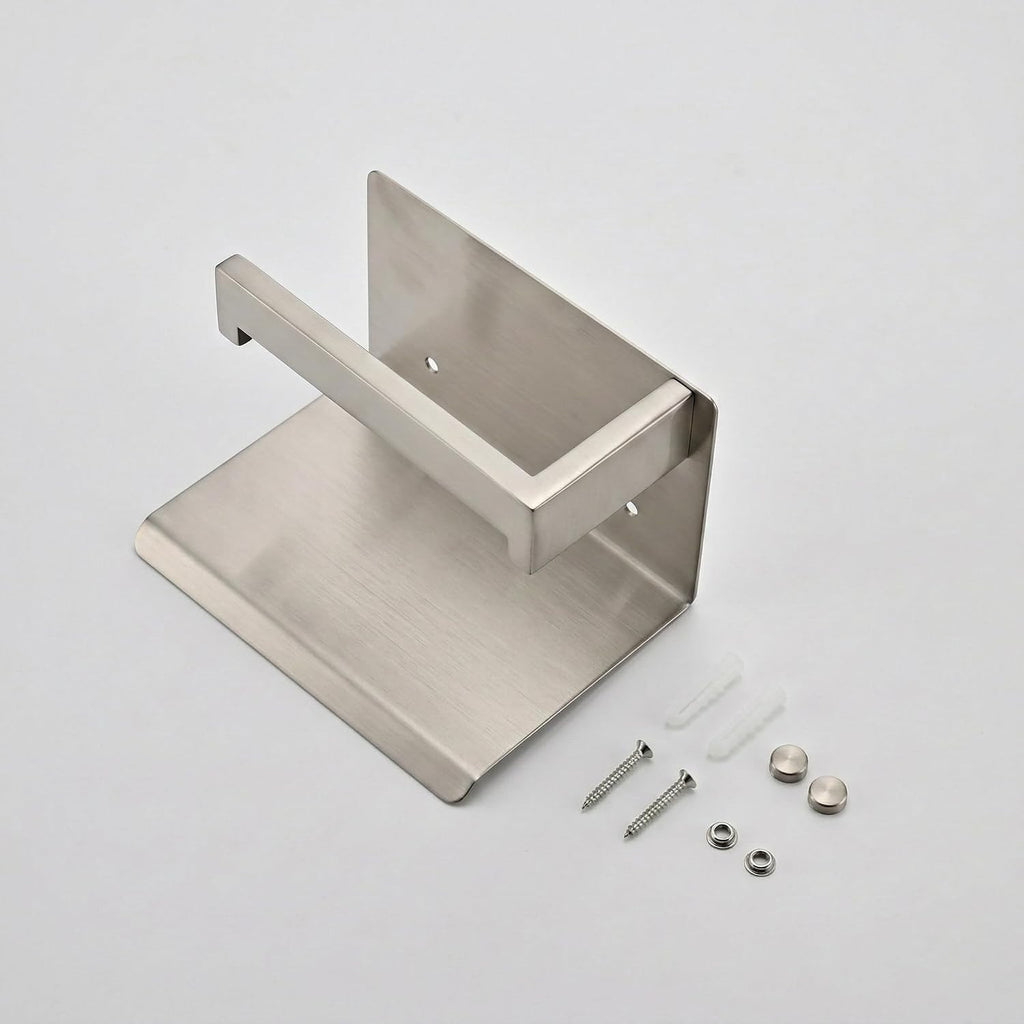 Toilet Paper Holder with Phone Shelf, Brushed Nickel