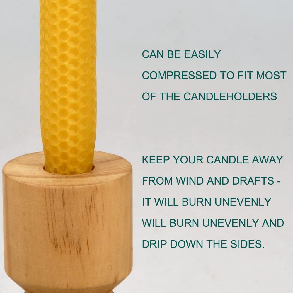 9" Hand-Rolled Beeswax Taper Candles, Honeycomb, 16-Pack, Natural