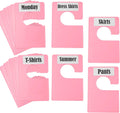 16 Pack White Clothing Rack Size Dividers Plus 45 Labels (1 Inch) and 18 Large Blank Labels, Large Rectangular Clothing Closet Dividers (Pink)