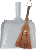 Small Metal Dust Pan and Brush for Fireplace, Garage, Shop, 9" Wide