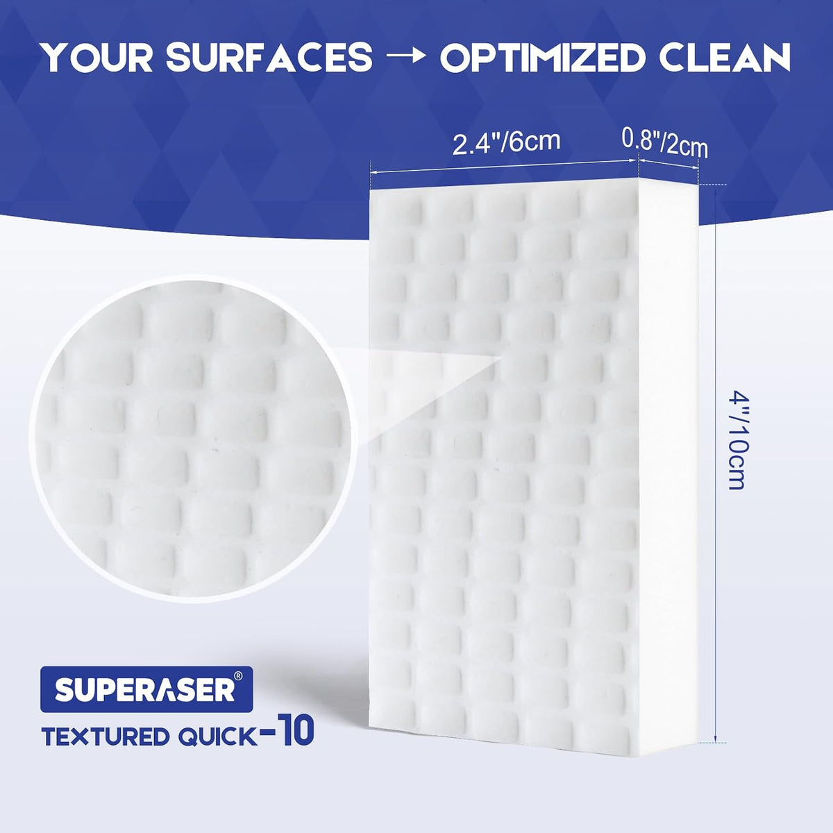 Tex-10 Melamine Magic Sponge Eraser, Non-Scratch, 10-Pack