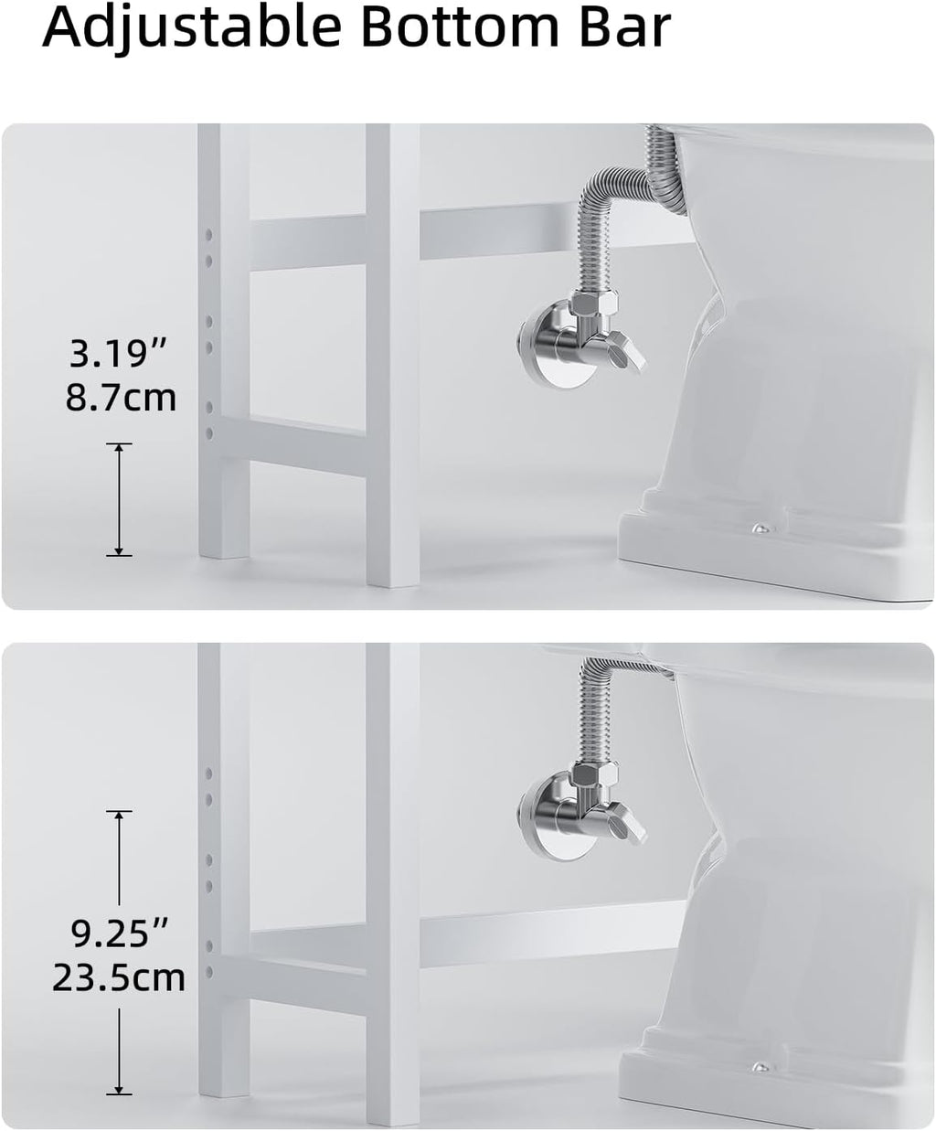 SMIBUY Bathroom Storage Shelf, Bamboo Over-The-Toilet Organizer Rack, Freestanding Toilet Space Saver with 3-Tier Adjustable Shelves (White)